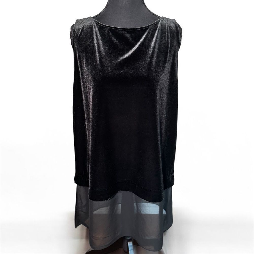 Lauren Ralph Lauren Black Sleeveless Top with Mesh Trim